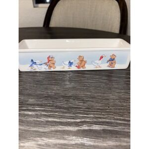 Vintage  Cracker Tray 1988 House of Lloyd TT-11 Christmas Bear and Goose Ceramic